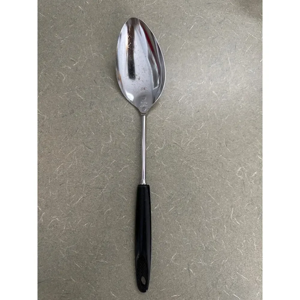 Vintage EKCO Solid Serving Spoon 12” Chromium Plated USA Black Handle